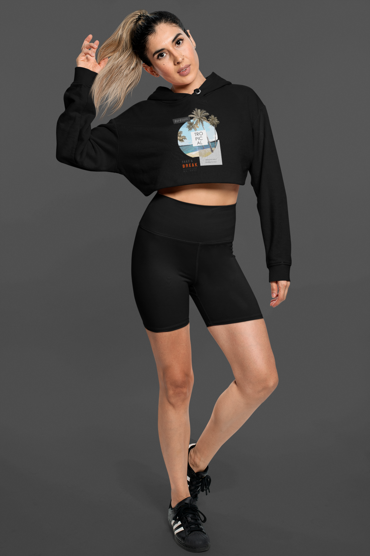 BEACH PRINT croptop hoodie