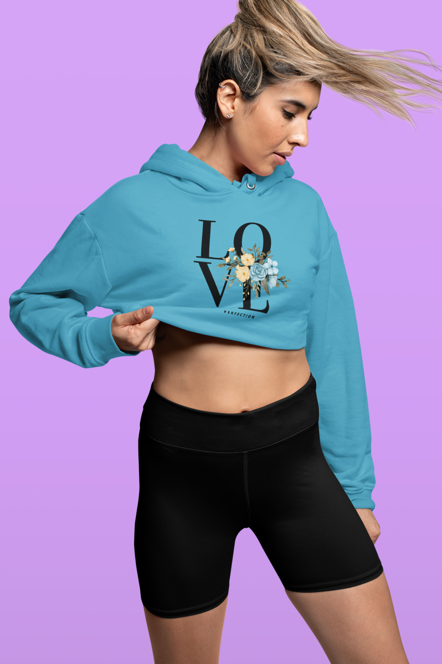 love print croptop hoodie