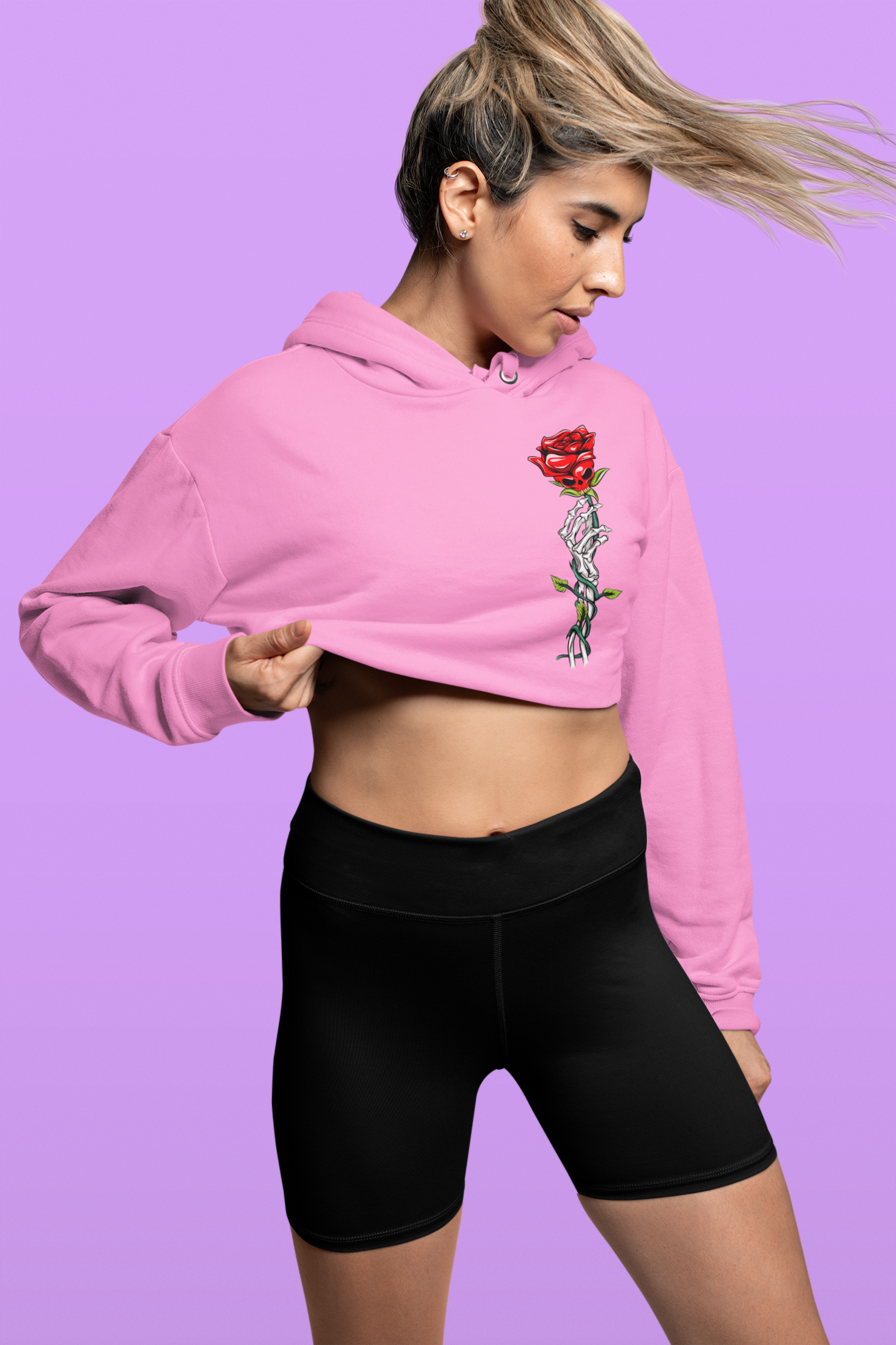 ROSES PRINT croptop hoodie