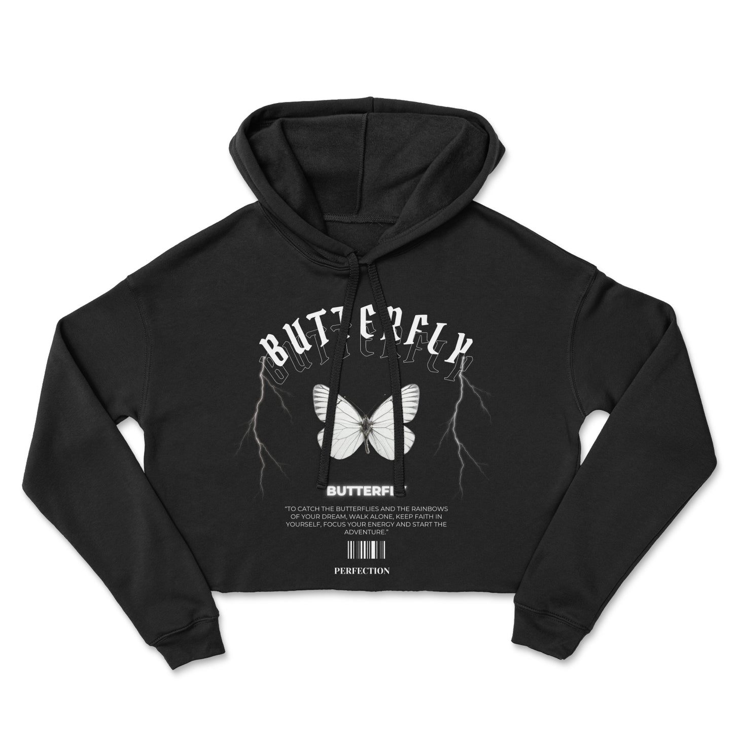 butterfly print croptop hoodie