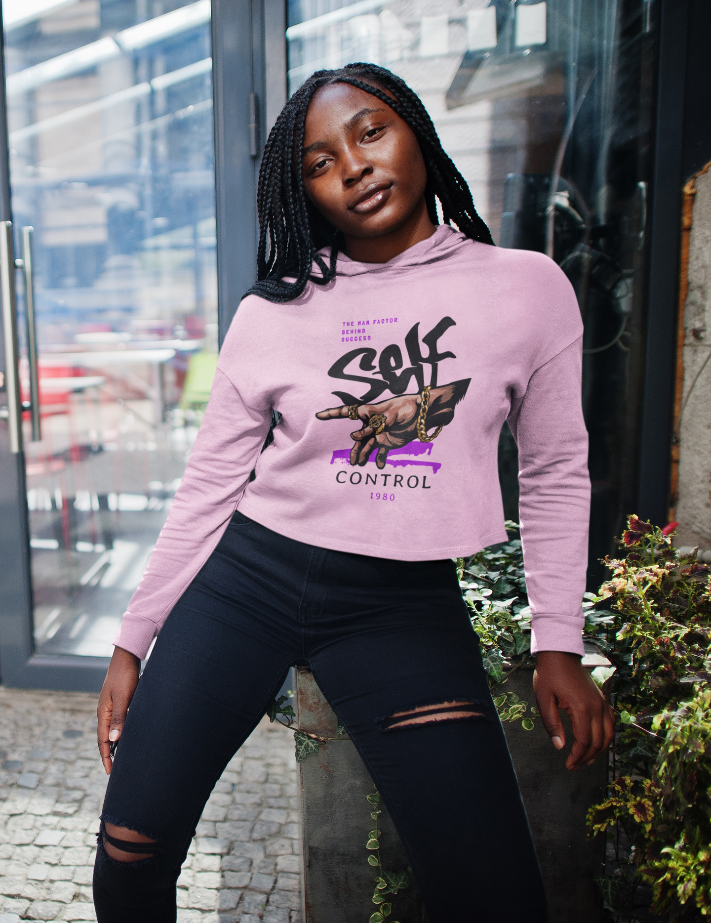 SELF CONTROL croptop hoodie