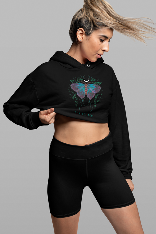 pftn btterfly print croptop hoodie