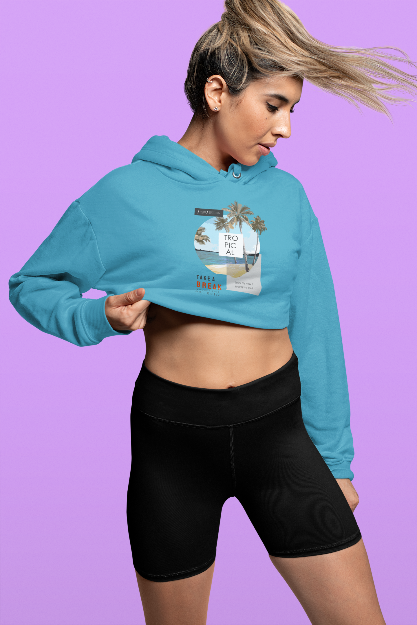 BEACH PRINT croptop hoodie