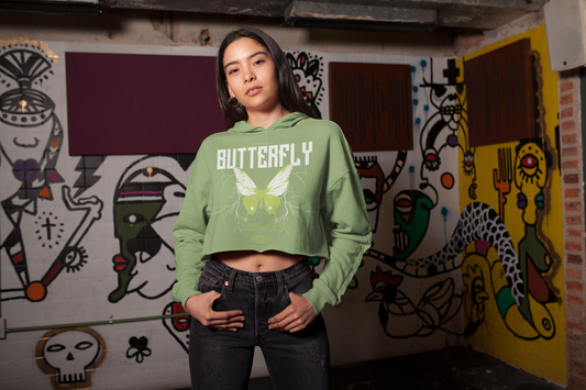 butterfly print croptop hoodie