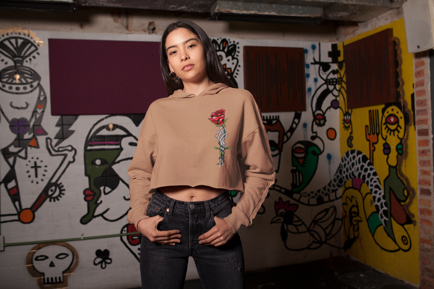 ROSES PRINT croptop hoodie